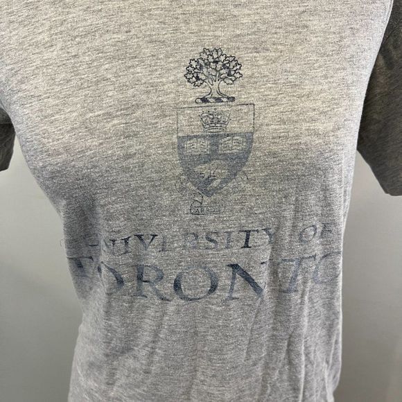 🌿4/$35🌿‎ UNIVERSITY OF TORONTO Grey Crew Neck Logo Tee (S) - Picture 3 of 7